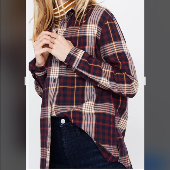 Madewell Tops - Madewell women’s oversized Plaid Button-down Shirt red/Blue/gold size XL